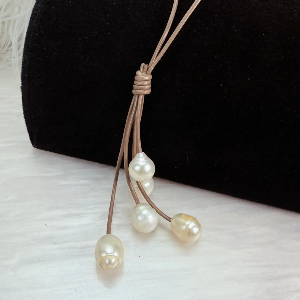 Magnetic closure faux freshwater pearl drop necklace